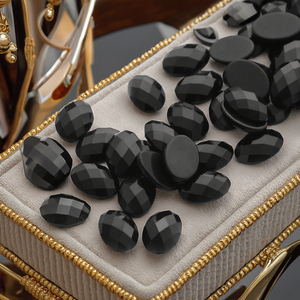 قوانغتشو الحرف اليدوية الأزياء رمادي طبيعي العقيق البيضاوي الأسود حلقة نمط روز قطع - Product Image 1