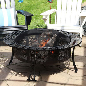 Ur-Health BBQ Brazier Mobilier de jardin rond avec bol à feu de bois Foyer extérieur en acier en fer et acier corten - Product Image 1