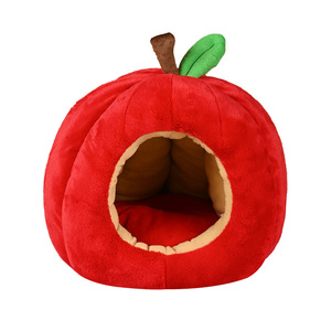 Winter warm cat <b>bed</b> with Christmas red apple design, suitable for cats and dogs, autumn and winter style. - Product Image 2