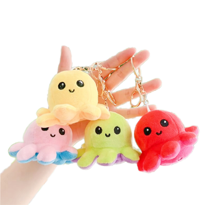 Cheap Fun Double Face Revsersible Flip Octopus Sleutelhanger Custom Plush Toys Keychain Stuffed Doll Backpack Pendant