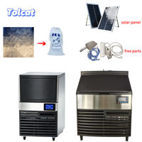 Distributeur de glace automatique commercial électrique de 100 kg de capacité quotidienne, en acier inoxydable, avec écran tactile, machine à glace en forme de balle