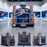 Château gonflable commercial SuperCastle en PVC, thème galaxie spatiale, combo château de saut et toboggan, installation facile, 4x4m, 100-250KG