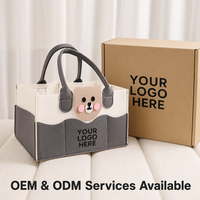 Sac de rangement rigide en feutre pour couches, motif ours mignon, avec 3 poches avant, personnalisable avec votre logo, OEM ODM, vente en gros