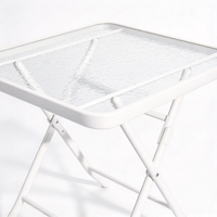 Nouvelle table pliante portable en verre durable avec cadre antirouille et plateau en verre trempé motif vague d'eau, idéale pour jardin et café