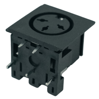 Receptáculo HX Factory Direct DS-3 DIN Hembra de 3 Pines, Negro, Montaje en Panel PCB, Conector DIN
