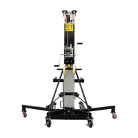 SUNTOP AML Plateforme élévatrice manuelle portable à mât unique en alliage d'aluminium avec treuil manuel, roulettes pivotantes et pieds de stabilisation 8m