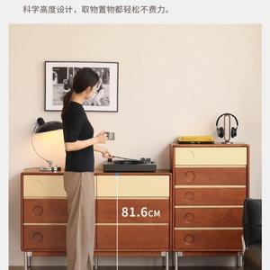 Modern Minimalist Cherry Wood <b>Chest</b> Of Drawers Solid Wood <b>Storage</b> Cabinet Bedroom Dresser Household Furniture - Product Image 4