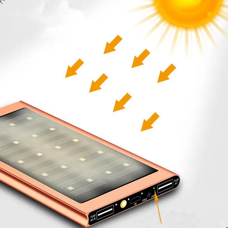 Solar Panel Power Bank 20000 Mah Charger Solar Battery Pack Portable Panel Charger Waterproof External Backup