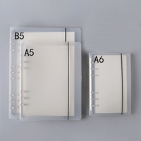 Carnet à spirales A5/A6/A7 en PP transparent givré, avec couverture à 6 anneaux, pour l'école et le bureau