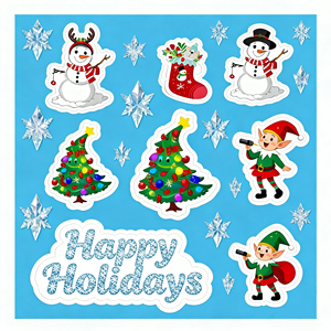 Autocollants de Noël en vinyle PVC imperméables à impression personnalisée, découpés, étiquettes sur le thème de Noël à faire soi-même <span class=keywords><strong>pour</strong></span> coques de téléphone et <span class=keywords><strong>bagages</strong></span> - Product Image 2