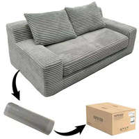 Sofá Cama Chesterfield Moderno y Compacto en Forma de L, 2 en 1, Tapizado en Terciopelo Gris, Convertible, de Dos Plazas, Lavable, Plegable y Duradero