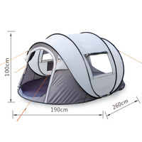 Tente de camping professionnelle imperméable pour 4 personnes, installation facile, tente familiale instantanée, résistante au vent, vente en gros directe d'usine