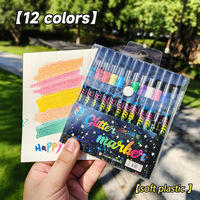 Marqueurs à pointe souple scintillants pour enfants, kit de dessin artistique, aquarelle, stylos chatoyants pour amateurs