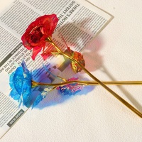 Boîte cadeau fleur rose dorée en feuille d'or 24 carats 24 cm pour la Journée de la Femme et la Saint-Valentin, petit cadeau pour événement