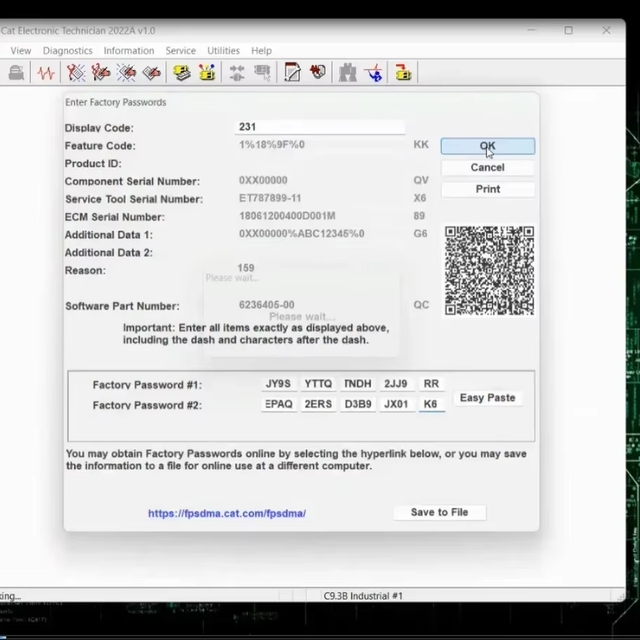 NEW 2024A C-at ET 18 Digits Factory Password Generator One Time Calculation