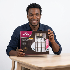 Ensemble de vaisselle en acier inoxydable Jaya Mata JM784 de 24 pièces pour six personnes, idéal pour les dîners en famille, les restaurants, les hôtels, les cafés et les services de traiteur - Product Image 1