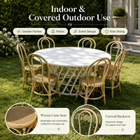 Ensemble table et chaises rondes en rotin naturel faites à la main pour enfants, idéal pour garderie, école maternelle, salle de jeux, intérieur, extérieur, fêtes et événements (location disponible)