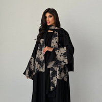 Ensemble deux pièces modeste pour femmes, manches longues, dentelle, abaya, cardigan, vêtements musulmans élégants, abaya ouverte, ensemble hijab, tenue quotidienne