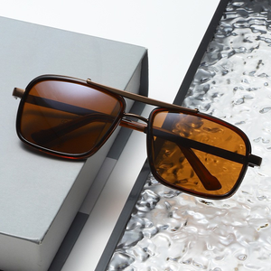 Lunettes de soleil vintage personnalisées 2025 pour hommes et femmes, double pont, protection UV400, monture métallique carrée, style punk - Product Image 3