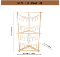 Étagère de rangement autoportante en bois à accès ouvert pour animaux en peluche, organisateur de jouets en forme de zoo, 4 niveaux, style bohème, avec hamac en macramé pour jouets
