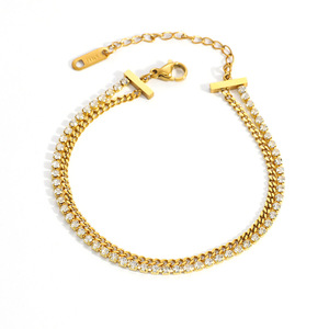 Bracelet en diamant double couche empilable plaqué or 18 carats pour femme, design géométrique, taille brillant rond, pour usage quotidien - Product Image 5