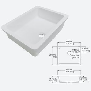 Lavabo de baño montado debajo de la superficie sólida, piedra Artificial, Material ecológico, fregadero duradero, - Product Image 4