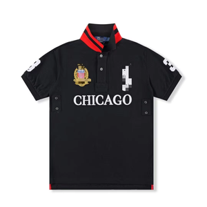 Camisa de Manga Corta para Hombre, 100% Algodón, Estilo Urbano de Verano, Cuello con Solapa, Diseño con Letras Bordadas, Casual, Transpirable, Talla Grande - Product Image 1