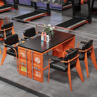 Ensemble de bar en bois massif personnalisable de style industriel avec structure métallique pour restaurant occidental