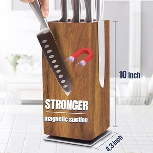 360 °   Support magnétique rotatif <span class=keywords><strong>pour</strong></span> <span class=keywords><strong>couteaux</strong></span> en bois d'acacia fin, grande capacité <span class=keywords><strong>pour</strong></span> ranger les <span class=keywords><strong>couteaux</strong></span> et les ustensiles - Product Image 4