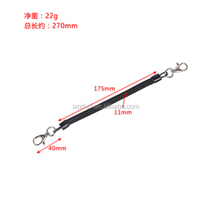 Ivoduff Đen Có Thể Thu Vào Đàn Hồi Mùa Xuân Dây Xoắn Ốc Cuộn Dây Sợi Dây Thừng Với Móc - Product Image 1