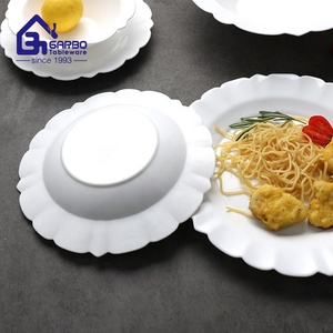 Chine usine nouvelle assiette à soupe en forme de tournesol 9 pouces assiette à pâtes profondes en verre <span class=keywords><strong>opale</strong></span> blanc plat blanc pur résistant à la chaleur - Product Image 4