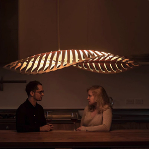 Plafonnier en <span class=keywords><strong>bois</strong></span> <span class=keywords><strong>flotté</strong></span> moderne avec perles, lustre en <span class=keywords><strong>bois</strong></span> tombant, avec luminaires suspendus de taille moyenne - Product Image 4