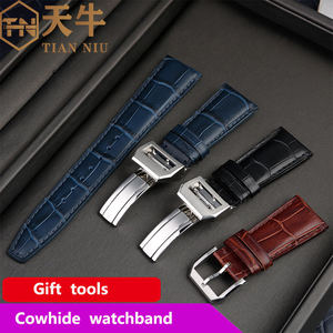 <span class=keywords><strong>Bracelet</strong></span> de <span class=keywords><strong>montre</strong></span> en <span class=keywords><strong>cuir</strong></span> véritable 20mm 22mm pour Portugal 7/Pilot Botao Fino Mark 18 Series Homme Noir Bleu <span class=keywords><strong>Marron</strong></span> - Product Image 2