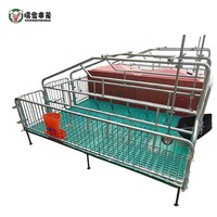 Enclos d'élevage porcin pour truies, avec grille et lit double pour cage