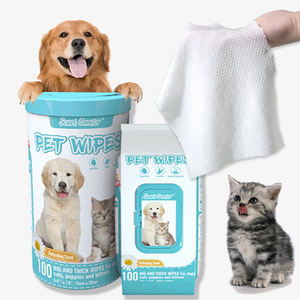 Lingettes humides pour animaux de compagnie chiens chats serviette nettoyage en profondeur toilettage humide non-tissé tissu blanchissant doigt dents yeux larme enlever les taches douces - Product Image 1