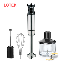 Mixeur Plongeant en Acier Inoxydable, 12 Vitesses Variables, Appareil de Cuisine Multifonctionnel, Conception Portable