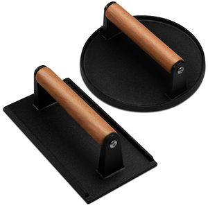 Prensa para carne <span class=keywords><strong>de</strong></span> hierro fundido <span class=keywords><strong>de</strong></span> alta resistencia con base ranurada, prensa para tocino anti-ondulación para plancha, grill y cocina <span class=keywords><strong>de</strong></span> inducción - Product Image 4