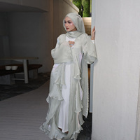 Robe longue élégante et scintillante en tissu coloré 2026, Abaya pour femme, robe midi avec double couche, style Abaya, vêtements féminins tendance