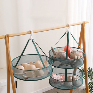 Cesta a prueba de viento para <span class=keywords><strong>ropa</strong></span> <span class=keywords><strong>sucia</strong></span>, tendedero para suéteres, cesta de lavandería colgante, redes plegables de malla, doble capa - Product Image 2