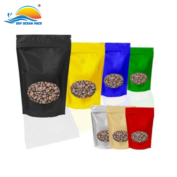 Design De Mode en gros De Qualité Alimentaire À Fond Plat Adapté Aux Besoins du client Tiennent le Sac de Café Moulu