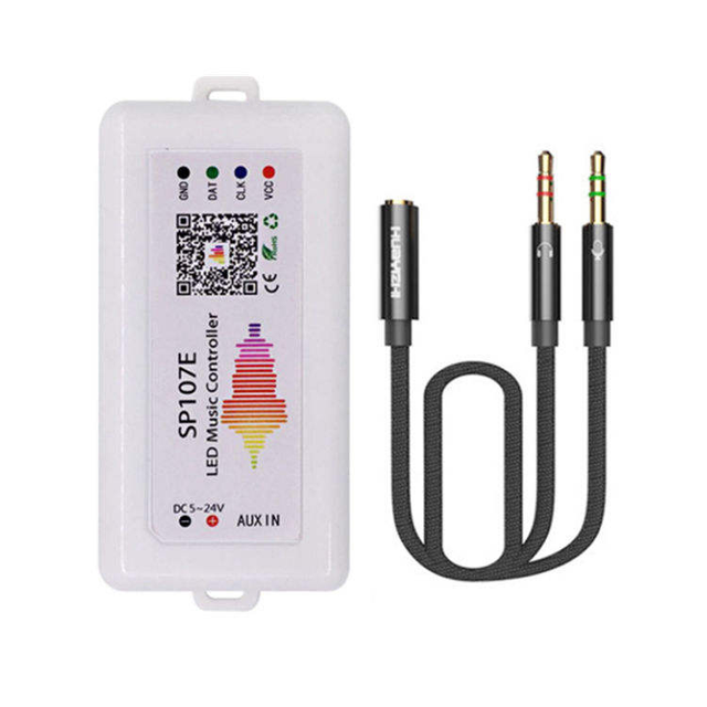 SP107E Smart RGB LED Music IC Controller for Bluetooth App Sync Magic Color Pixel Strip Controller for DC5-24V Addressable