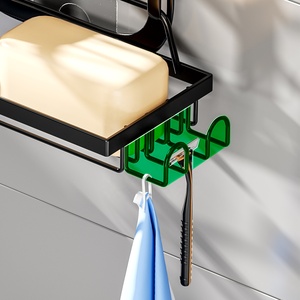 חדר אמבטיה אנטי נדנדה קיבולת גדולה תלוי מקלחת מארגן מעל ראש מקלחת עם ווים בצד - Product Image 3