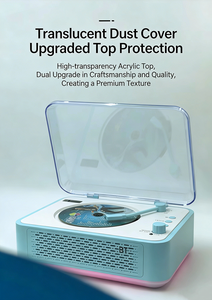 Lecteur CD de style tourne-disque rétro de qualité supérieure avec couvercle en acrylique, USB, Bluetooth, lumière RGB, haut-parleur stéréo Hi-Fi pour la décoration de la maison, cadeau - Product Image 3