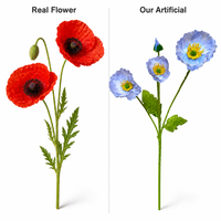 Fleur artificielle de pavot en polyester en gros, tige unique de 60 cm, faite à la main, style réaliste et naturel, 18 couleurs, pour la maison et la Saint-Valentin