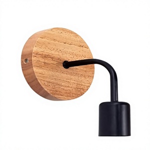 Lampe murale artisanale à bras courbé en forme de col de cygne, base ronde en bois naturel, décoration intérieure pour la maison, éclairage d'appoint, Noël - Product Image 1