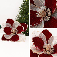 Fleurs artificielles en tissu pailleté, décorations et accessoires de Noël, fleurs décoratives de Noël