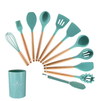 Ensemble de 12 ustensiles de cuisine antiadhésifs en silicone, accessoires de cuisine de qualité alimentaire, résistants aux hautes températures, avec tube