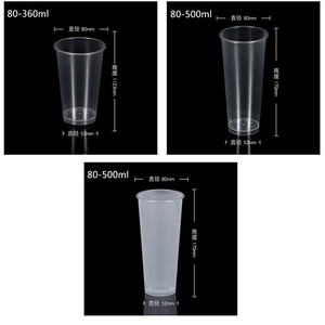 80mm Caliber Thickened Disposable High Footed Frosted Milk Tea <b>Cups</b> Injection Molded Heat Resistant Black Flat Lids - Product Image 3