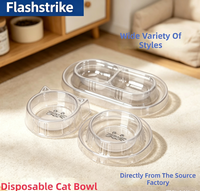 Bol double jetable transparent en PET, style oreilles de chat, sans lavage, pour nourriture et eau, anti-fourmis, anti-renversement, design portable