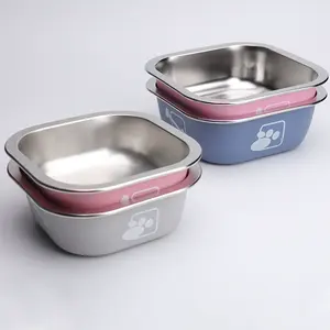 Cuenco para perros y gatos, cuenco de acero inoxidable para mascotas, cuenco antideslizante para derrames de comida para perros, herramienta de alimentación para perros, dispensador de agua para gatos - Product Image 3
